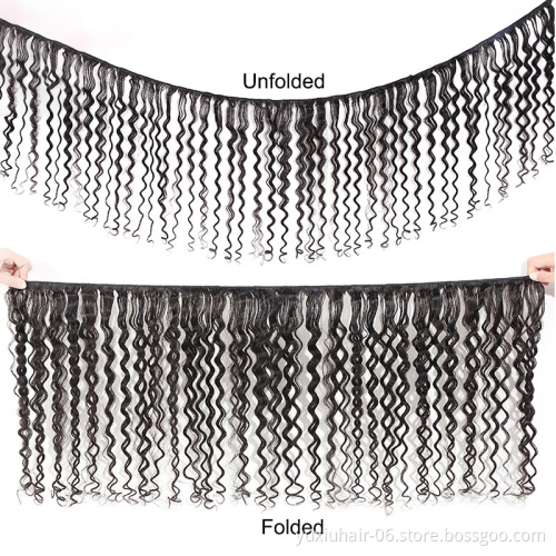 Wholesale Vendors Raw Virgin Peruvian Deep wave Curly Unprocessed  Human Hair Bundles Weave Double Drawn Hair Extension